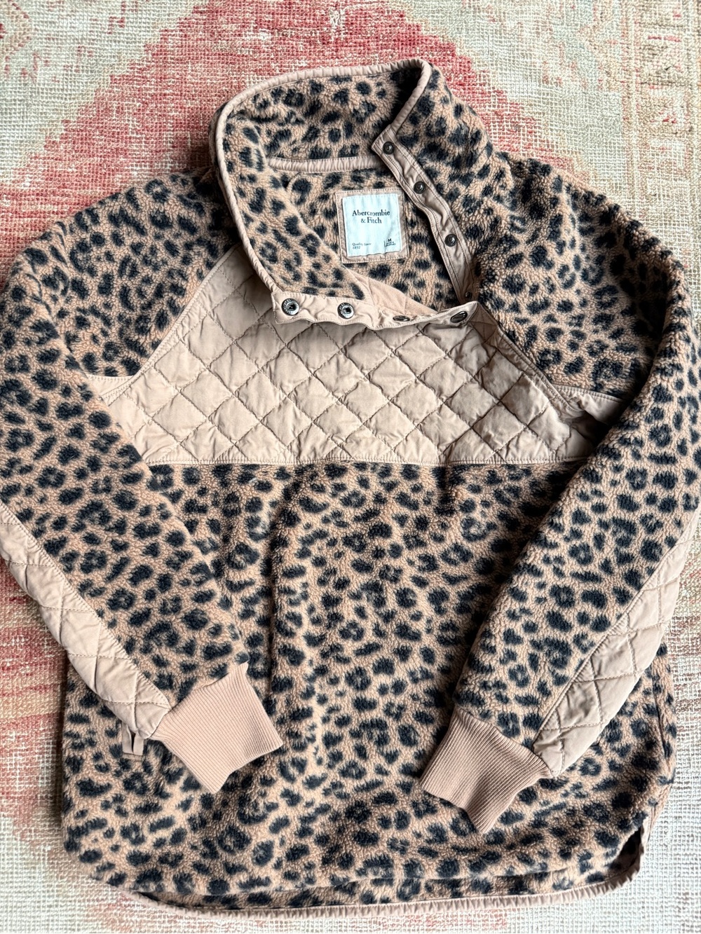 Abercrombie & Fitch fleece Leopard Print Teddy Pullover Jacket